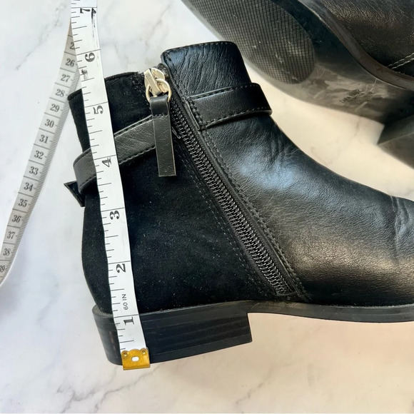 Zara Basic Women's Black Leather Suede Bootie Ankle Boots Pearl Buckle Size 5.5 - Picture 15 of 16